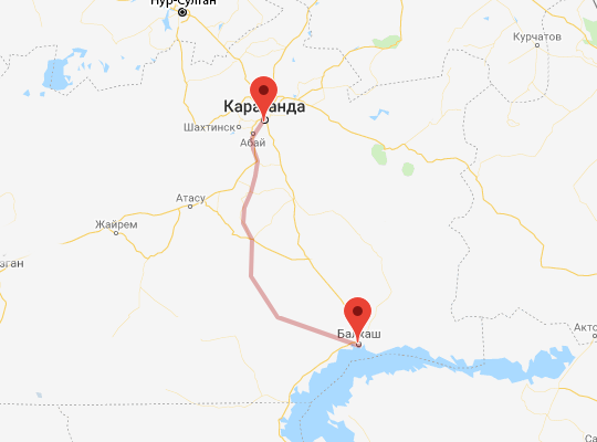 маршрут Балхаш — Караганда маршрут пути следования Балхаш — Караганда