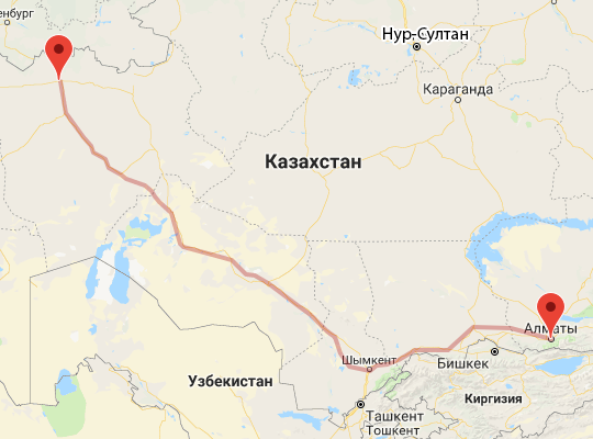 маршрут Алматы — Актобе маршрут пути следования Алматы — Актобе
