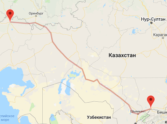 маршрут Уральск — Тараз маршрут пути следования Уральск — Тараз