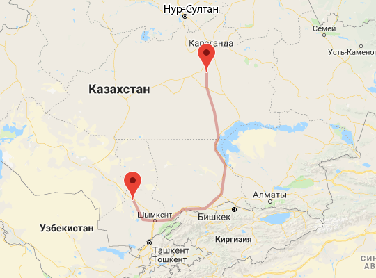 маршрут Жарык — Туркестан маршрут пути следования Жарык — Туркестан