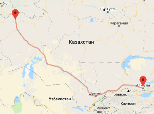 маршрут Актобе — Алматы маршрут пути следования Актобе — Алматы