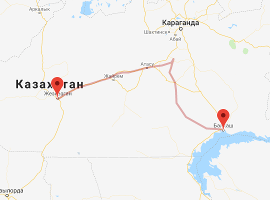 маршрут Жезказган — Балхаш маршрут пути следования Жезказган — Балхаш