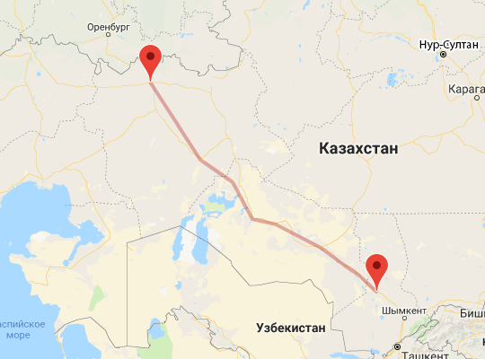 маршрут Туркестан — Актобе маршрут пути следования Туркестан — Актобе