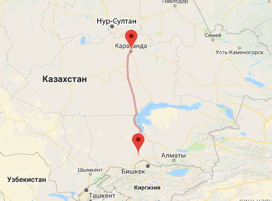 маршрут Караганда — Шу маршрут пути следования Караганда — Шу