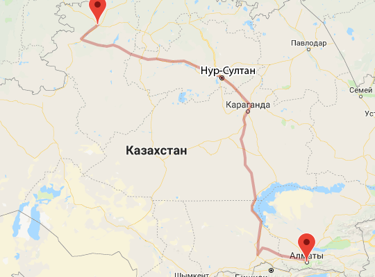 маршрут Костанай — Алматы маршрут пути следования Костанай — Алматы