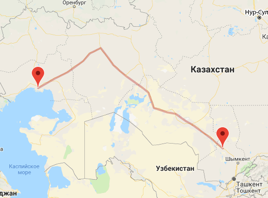 маршрут Туркестан — Атырау маршрут пути следования Туркестан — Атырау
