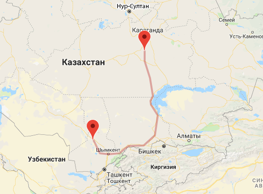 маршрут Туркестан — Жарык маршрут пути следования Туркестан — Жарык