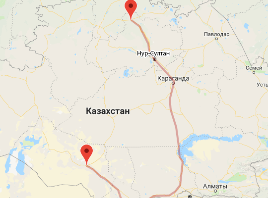 маршрут Кокшетау — Кызылорда маршрут пути следования Кокшетау — Кызылорда