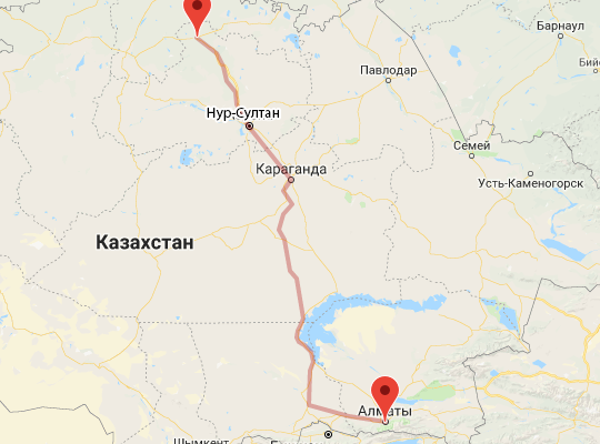 маршрут Кокшетау — Алматы маршрут пути следования Кокшетау — Алматы