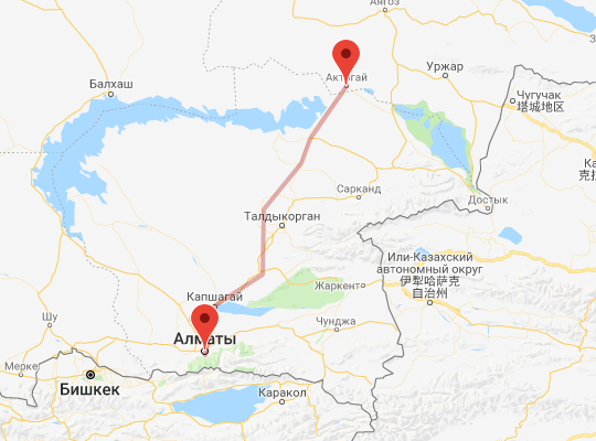 маршрут Актогай — Алматы маршрут пути следования Актогай — Алматы
