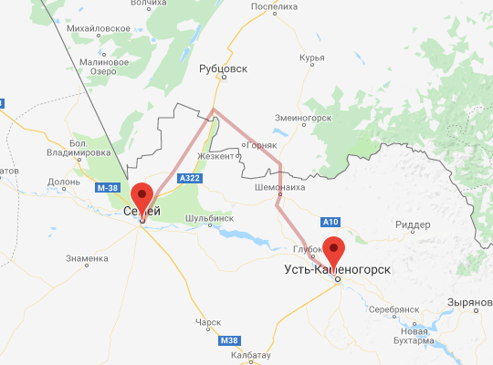 маршрут Семей — Защита маршрут пути следования Семей — Защита