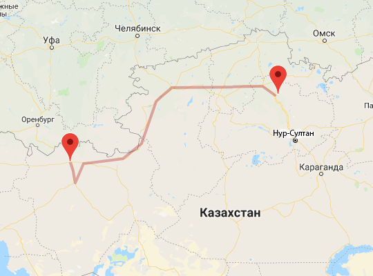 маршрут Актобе — Курорт-Боровое маршрут пути следования Актобе — Курорт-Боровое