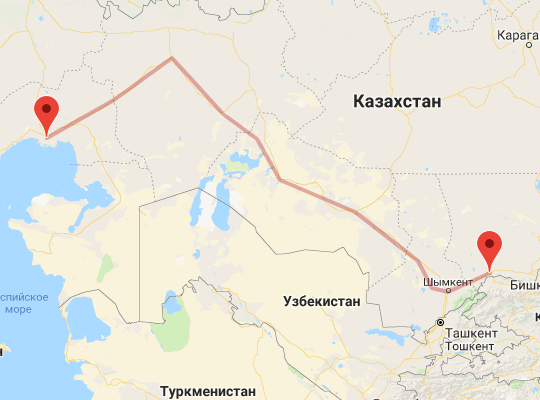 маршрут Атырау — Тараз маршрут пути следования Атырау — Тараз