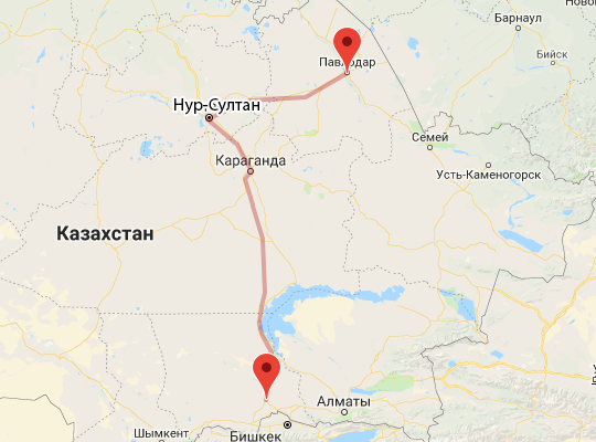 маршрут Павлодар — Шу маршрут пути следования Павлодар — Шу