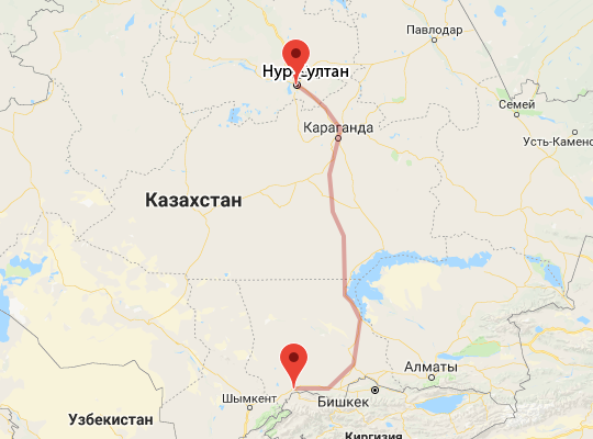 маршрут Тараз — Нур-Султан маршрут пути следования Тараз — Нур-Султан